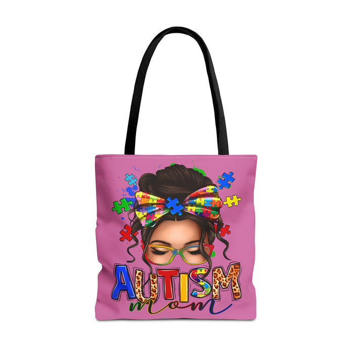 Autism Mom Tote Bag — Colorful Puzzle Ribbon Mom Tote