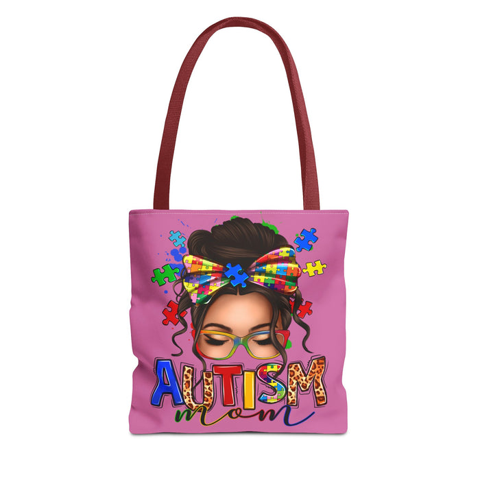 Autism Mom Tote Bag — Colorful Puzzle Ribbon Mom Tote