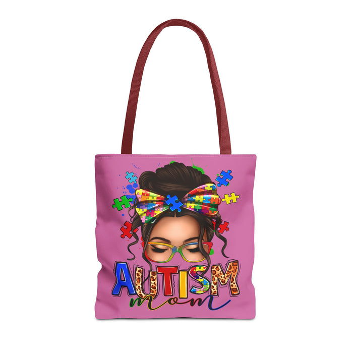 Autism Mom Tote Bag — Colorful Puzzle Ribbon Mom Tote