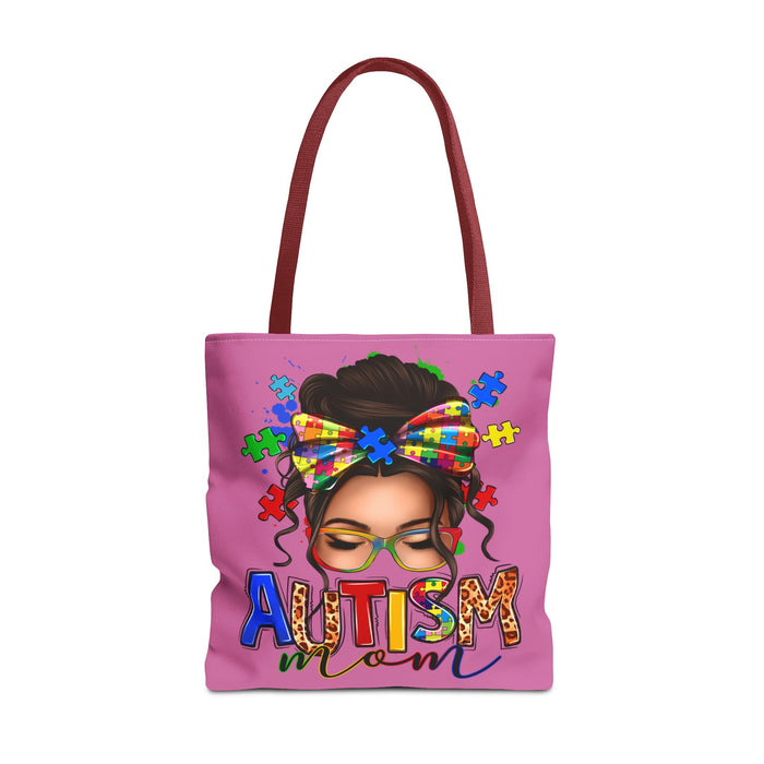 Autism Mom Tote Bag — Colorful Puzzle Ribbon Mom Tote
