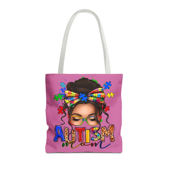 Autism Mom Tote Bag — Colorful Puzzle Ribbon Mom Tote