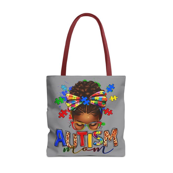 Autism Mom Tote Bag — Proud Autism Awareness Puzzle-Print Tote