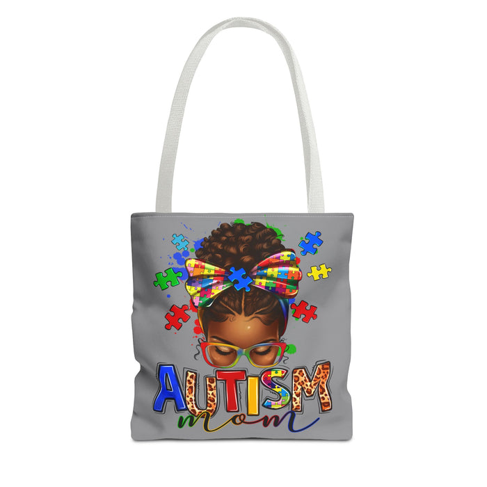 Autism Mom Tote Bag — Proud Autism Awareness Puzzle-Print Tote