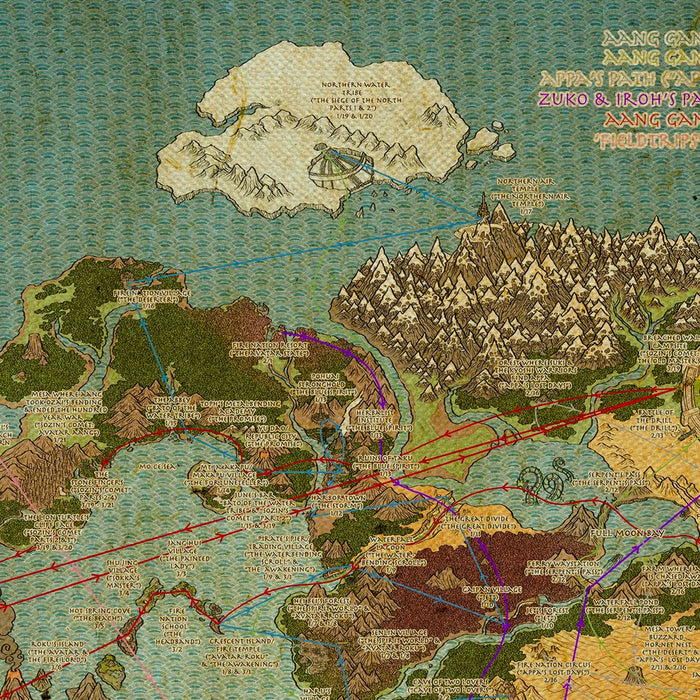 Avatar The Last Airbender Map Poster Canvas Wall Art