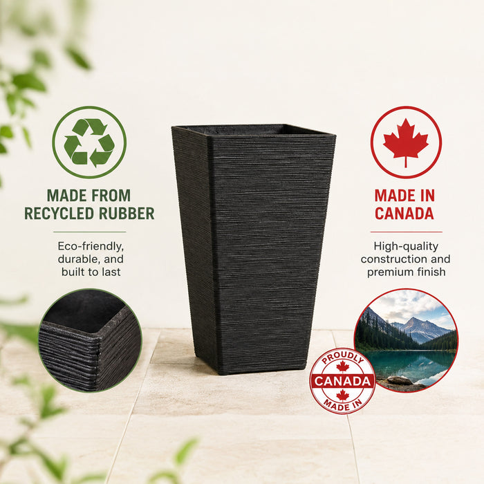 Avondale Black Seagrass Recycled Rubber Tall Planter Pot