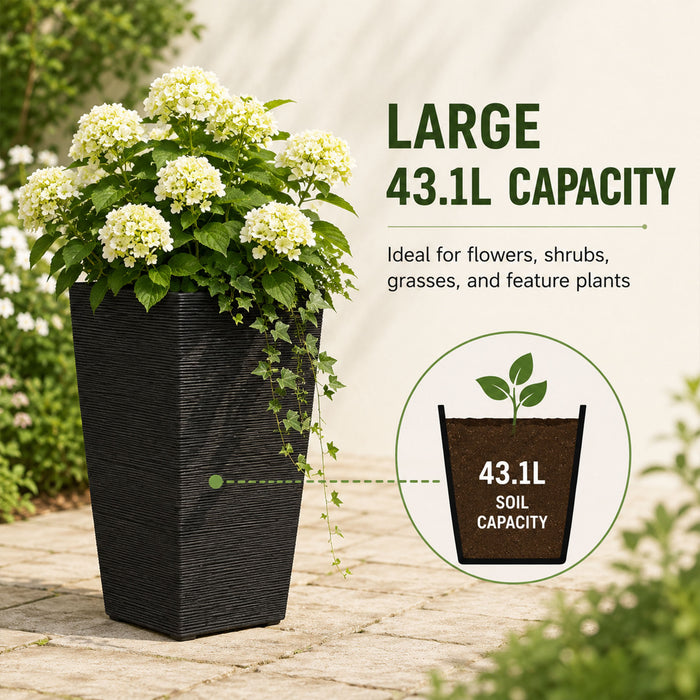 Avondale Black Seagrass Recycled Rubber Tall Planter Pot