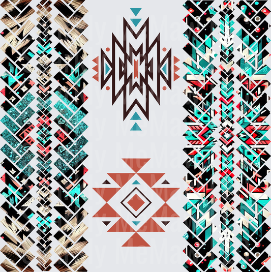 Aztec Tribal Geometric Pattern Sheet 10x10 inch sheet
