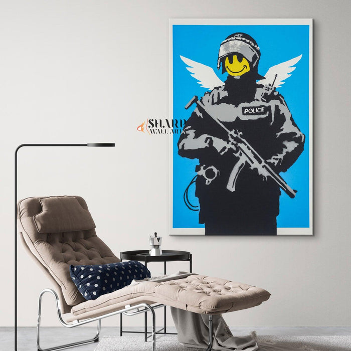 Banksy - Flying Copper Wall Art - SharpWallArts