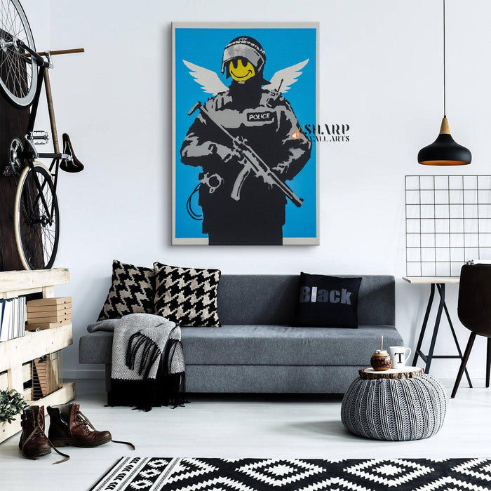 Banksy - Flying Copper Wall Art - SharpWallArts