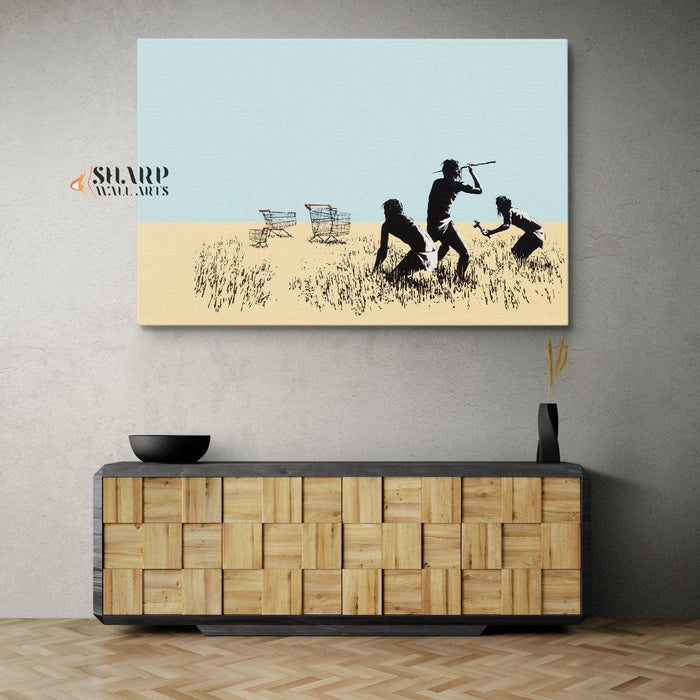 Banksy - Trolley Hunters Wall Art Canvas - SharpWallArts