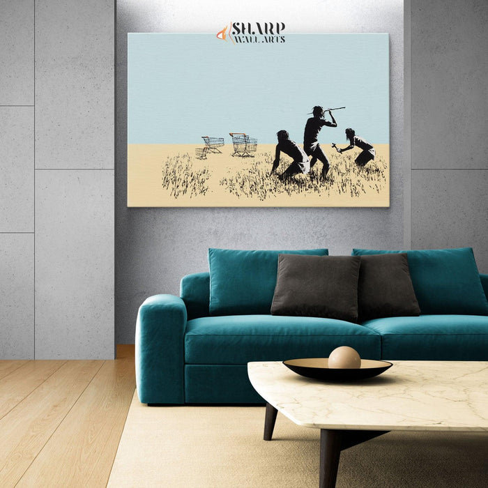 Banksy - Trolley Hunters Wall Art Canvas - SharpWallArts