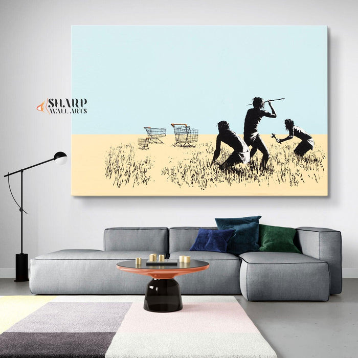 Banksy - Trolley Hunters Wall Art Canvas - SharpWallArts