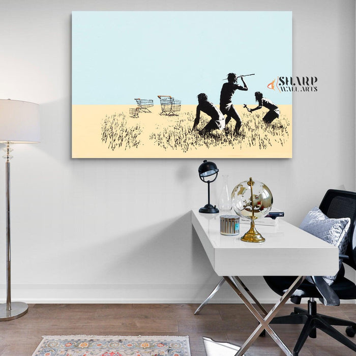 Banksy - Trolley Hunters Wall Art Canvas - SharpWallArts