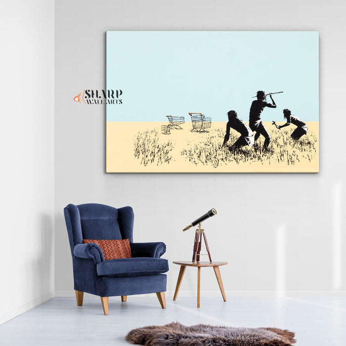 Banksy - Trolley Hunters Wall Art Canvas - SharpWallArts