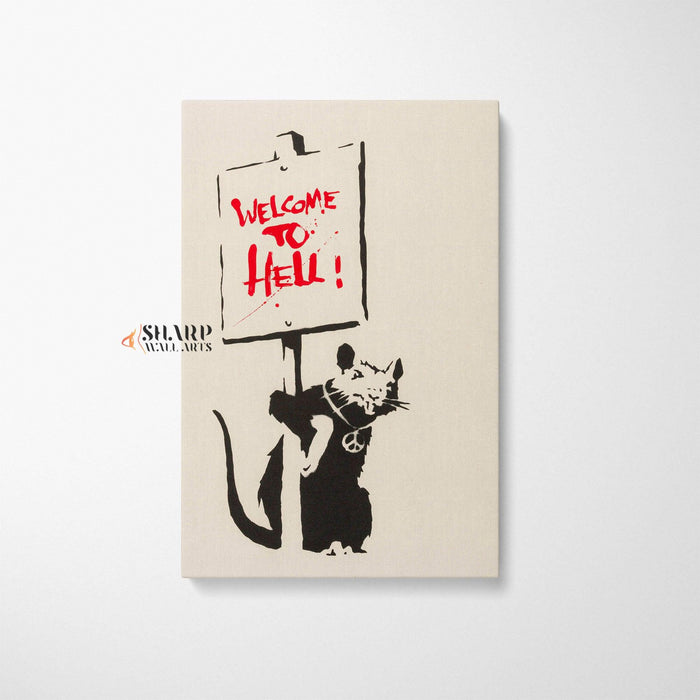 Banksy - Welcome To Hell Wall Art Canvas - SharpWallArts