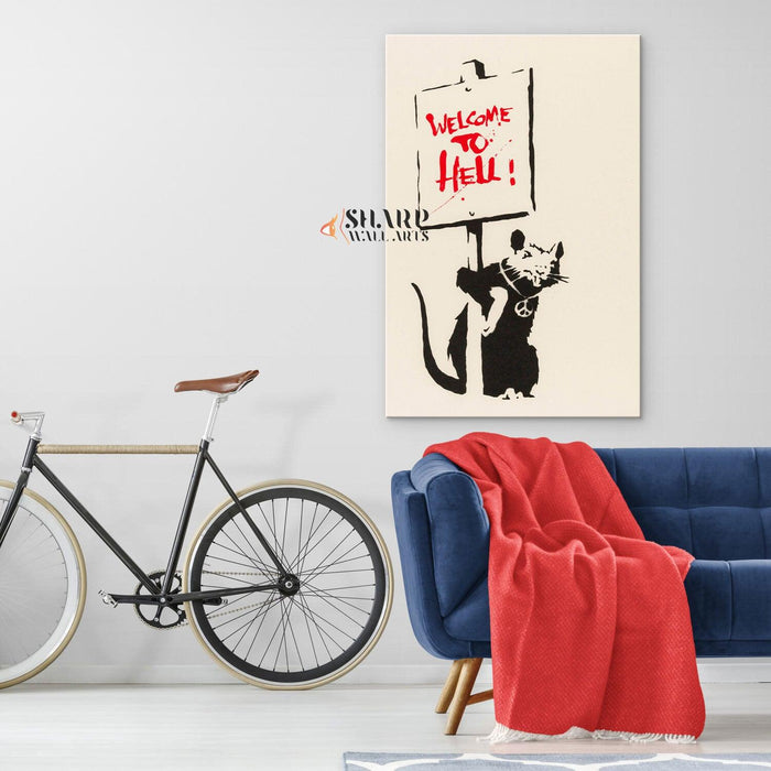 Banksy - Welcome To Hell Wall Art Canvas - SharpWallArts