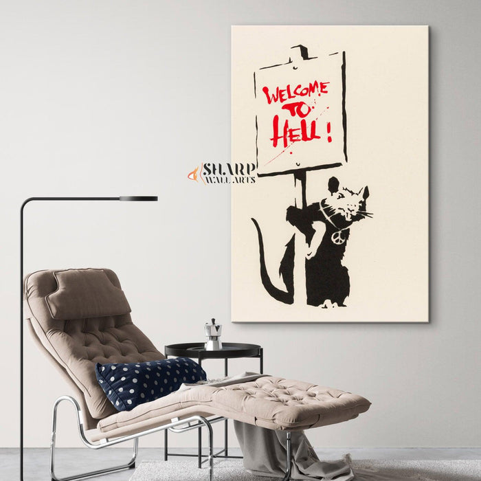 Banksy - Welcome To Hell Wall Art Canvas - SharpWallArts