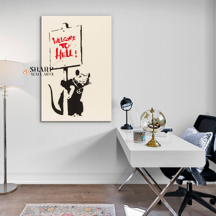 Banksy - Welcome To Hell Wall Art Canvas - SharpWallArts