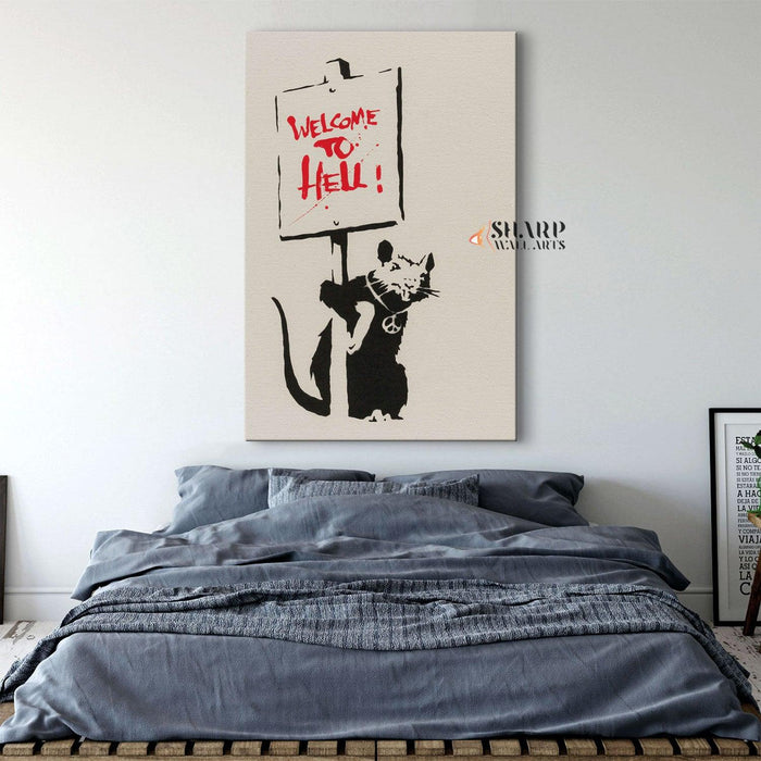 Banksy - Welcome To Hell Wall Art Canvas - SharpWallArts
