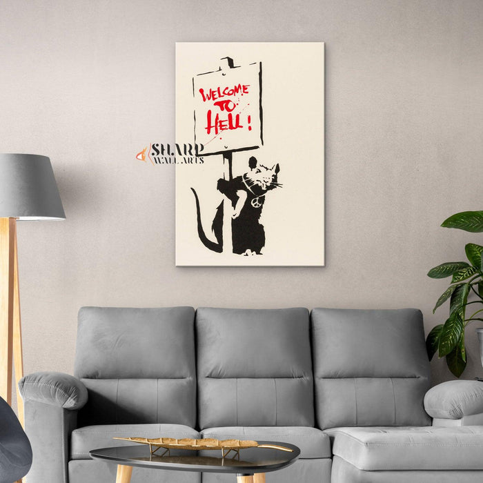 Banksy - Welcome To Hell Wall Art Canvas - SharpWallArts