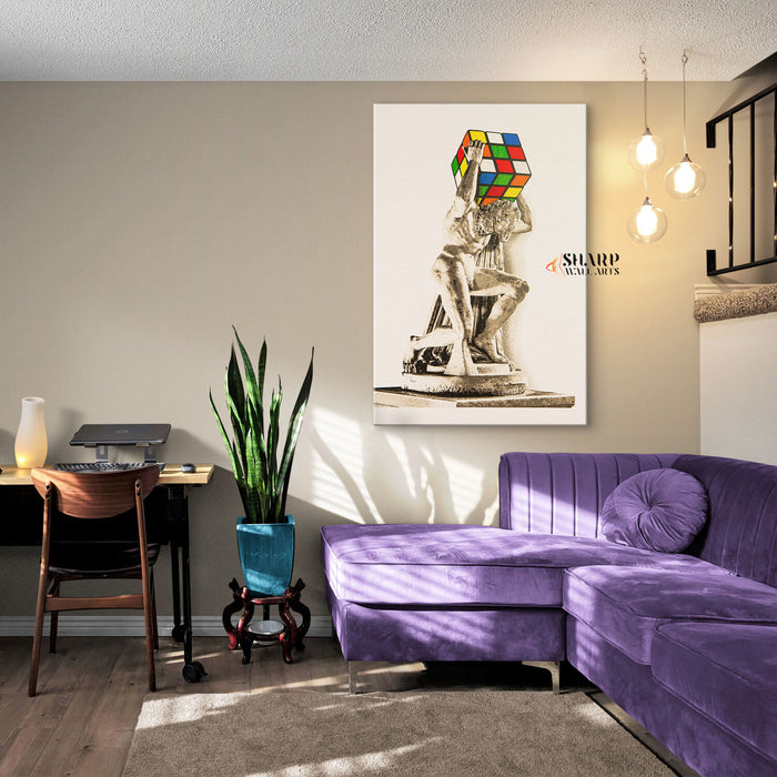 Banksy Atlas Rubik's Cube Wall Art Canvas
