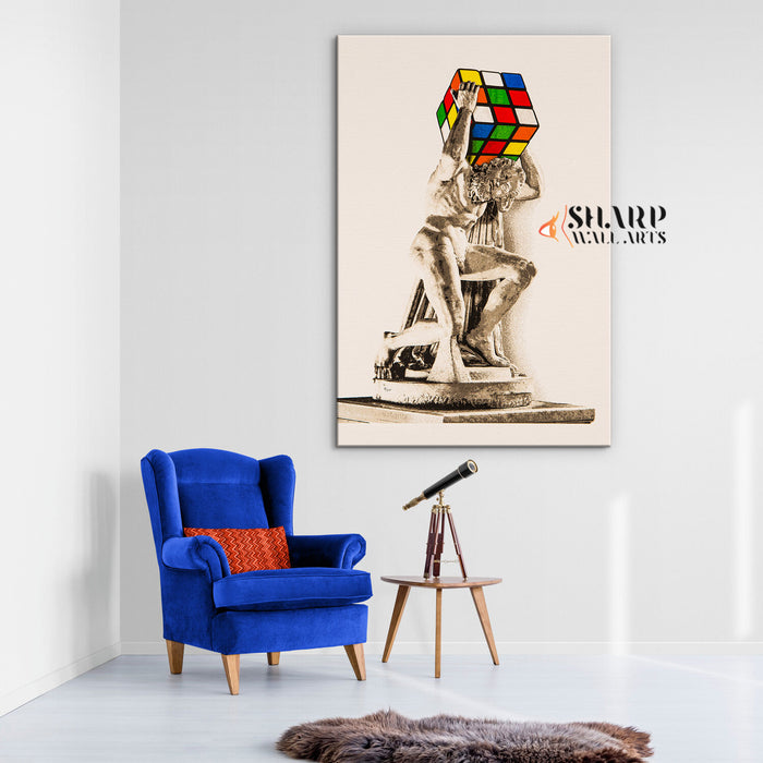 Banksy Atlas Rubik's Cube Wall Art Canvas
