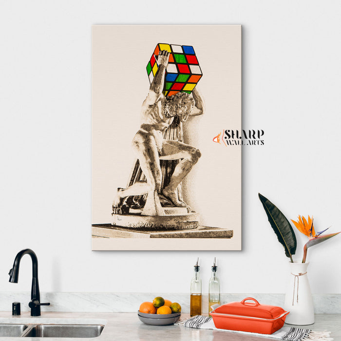 Banksy Atlas Rubik's Cube Wall Art Canvas