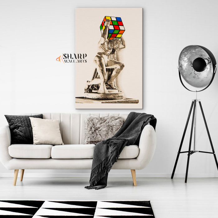 Banksy Atlas Rubik's Cube Wall Art Canvas