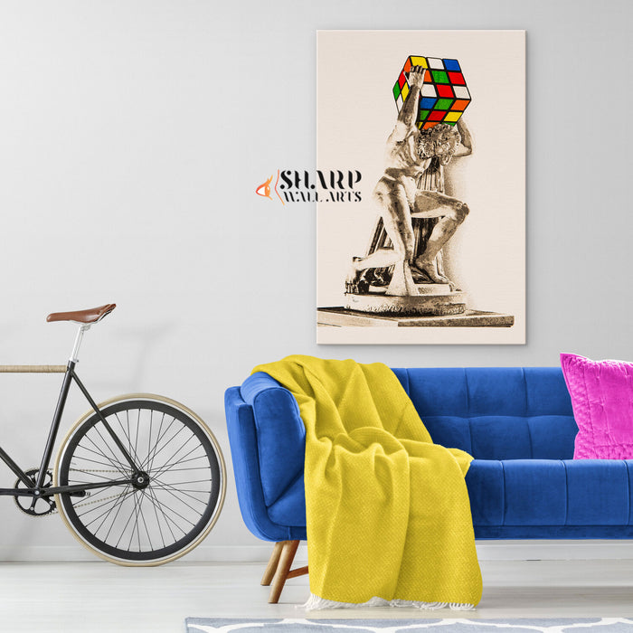 Banksy Atlas Rubik's Cube Wall Art Canvas