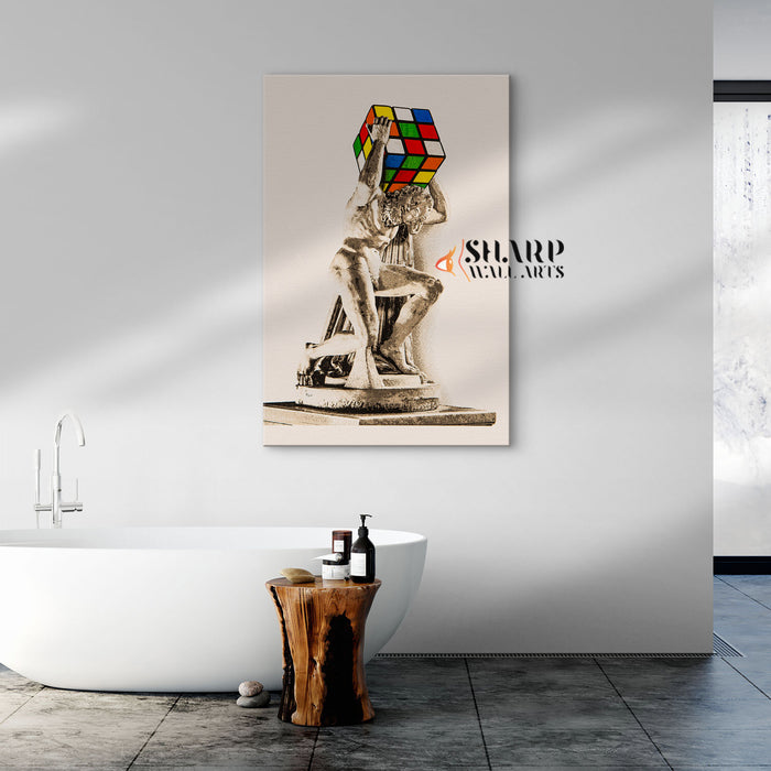 Banksy Atlas Rubik's Cube Wall Art Canvas
