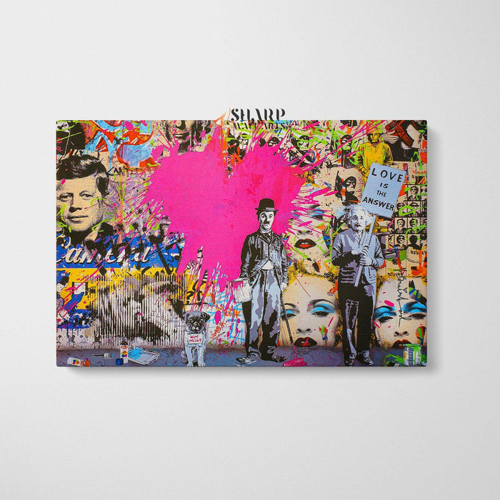 Banksy Charlie Chaplin And Albert Einstein Canvas Wall Art - SharpWallArts