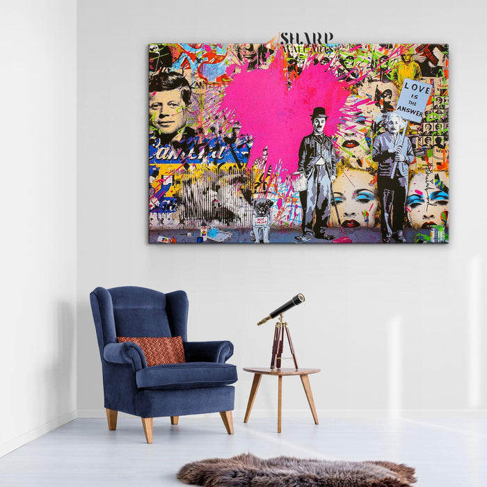Banksy Charlie Chaplin And Albert Einstein Canvas Wall Art - SharpWallArts
