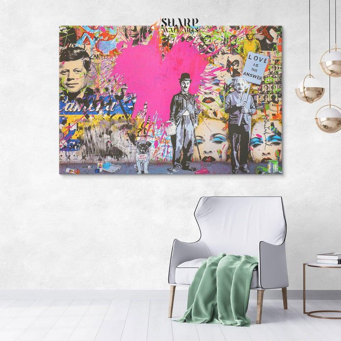 Banksy Charlie Chaplin And Albert Einstein Canvas Wall Art - SharpWallArts