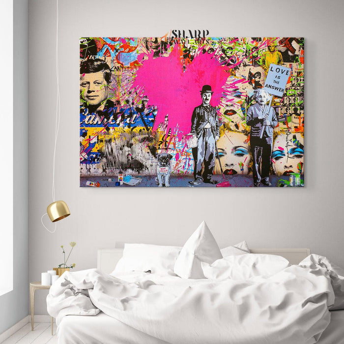 Banksy Charlie Chaplin And Albert Einstein Canvas Wall Art - SharpWallArts