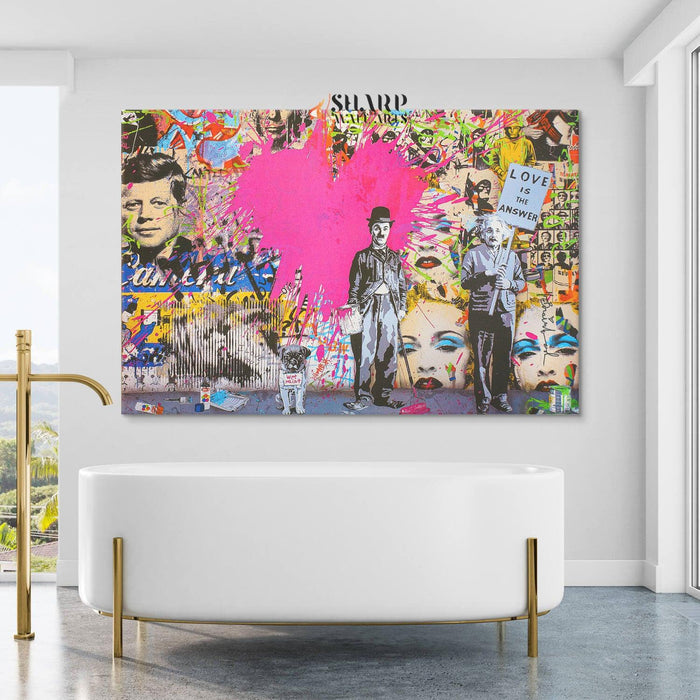 Banksy Charlie Chaplin And Albert Einstein Canvas Wall Art - SharpWallArts
