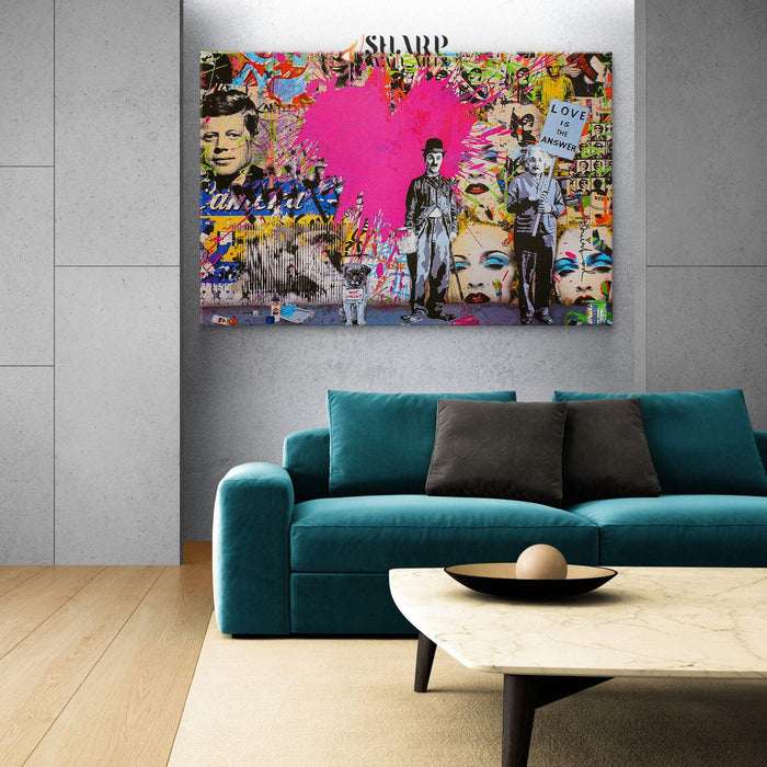 Banksy Charlie Chaplin And Albert Einstein Canvas Wall Art - SharpWallArts