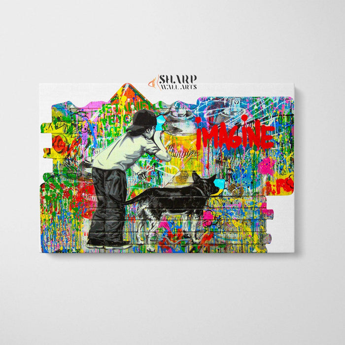 Banksy Imagine Canvas Wall Art - SharpWallArts
