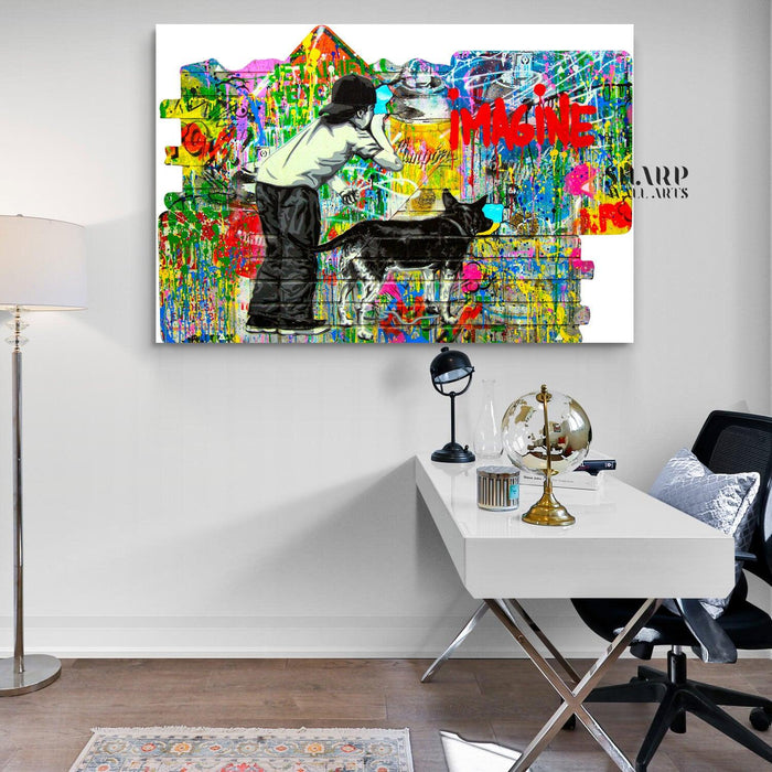 Banksy Imagine Canvas Wall Art - SharpWallArts