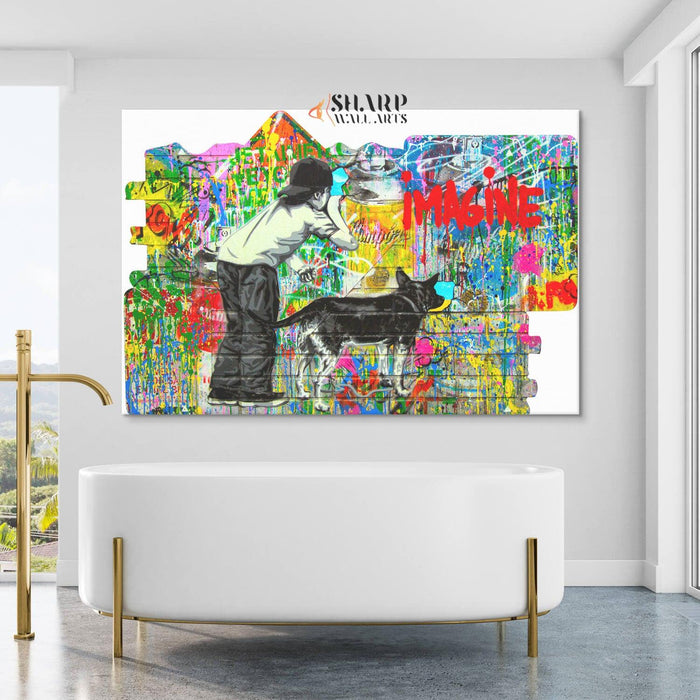 Banksy Imagine Canvas Wall Art - SharpWallArts