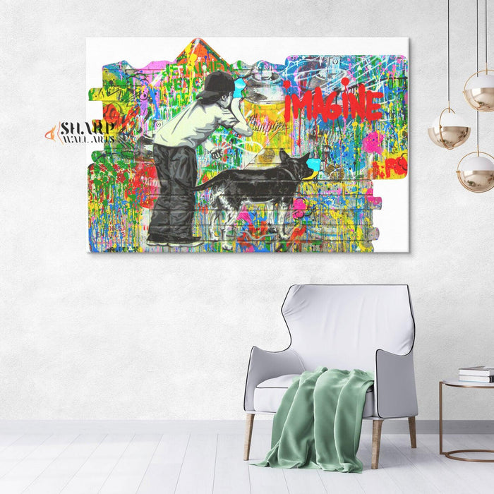Banksy Imagine Canvas Wall Art - SharpWallArts