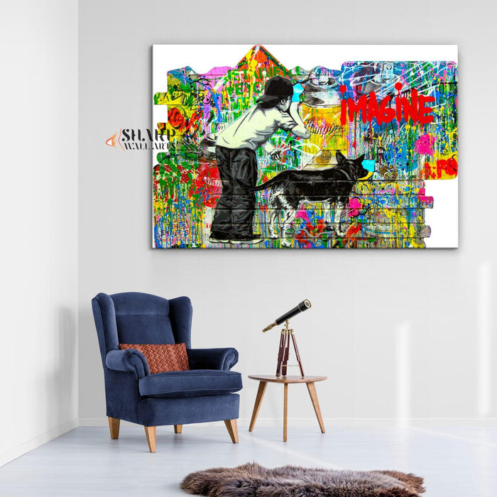 Banksy Imagine Canvas Wall Art - SharpWallArts