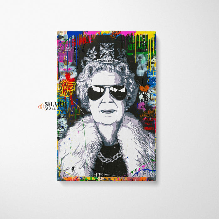 Banksy Queen Aviator Canvas Wall Art - SharpWallArts