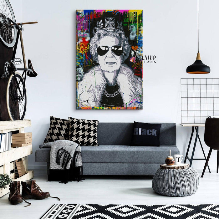 Banksy Queen Aviator Canvas Wall Art - SharpWallArts
