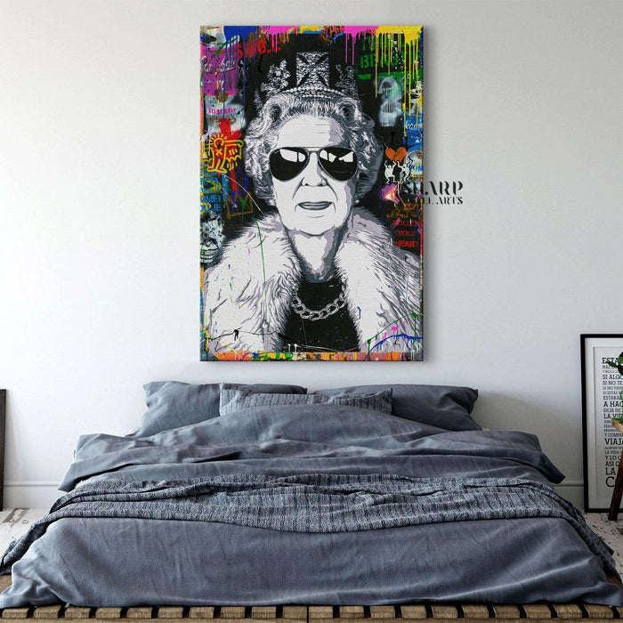 Banksy Queen Aviator Canvas Wall Art - SharpWallArts