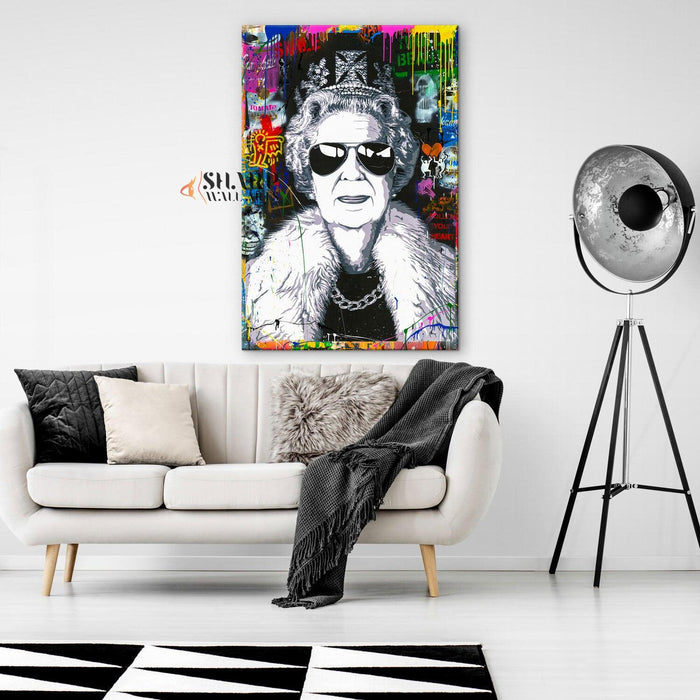 Banksy Queen Aviator Canvas Wall Art - SharpWallArts