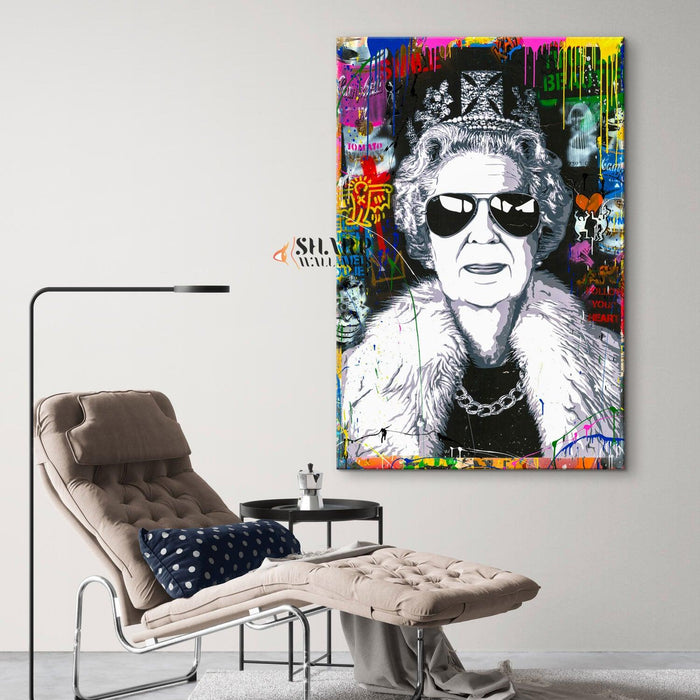 Banksy Queen Aviator Canvas Wall Art - SharpWallArts