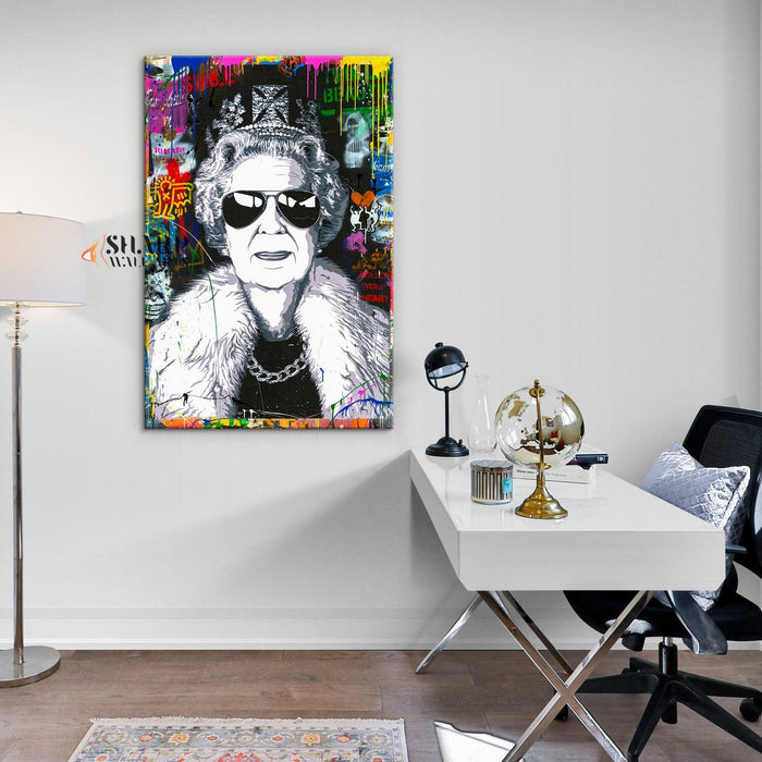 Banksy Queen Aviator Canvas Wall Art - SharpWallArts