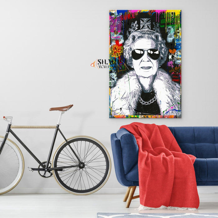 Banksy Queen Aviator Canvas Wall Art - SharpWallArts