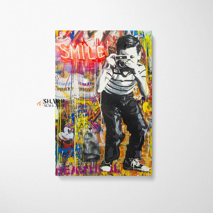 Banksy Smile Canvas Wall Art - SharpWallArts
