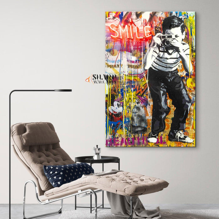 Banksy Smile Canvas Wall Art - SharpWallArts